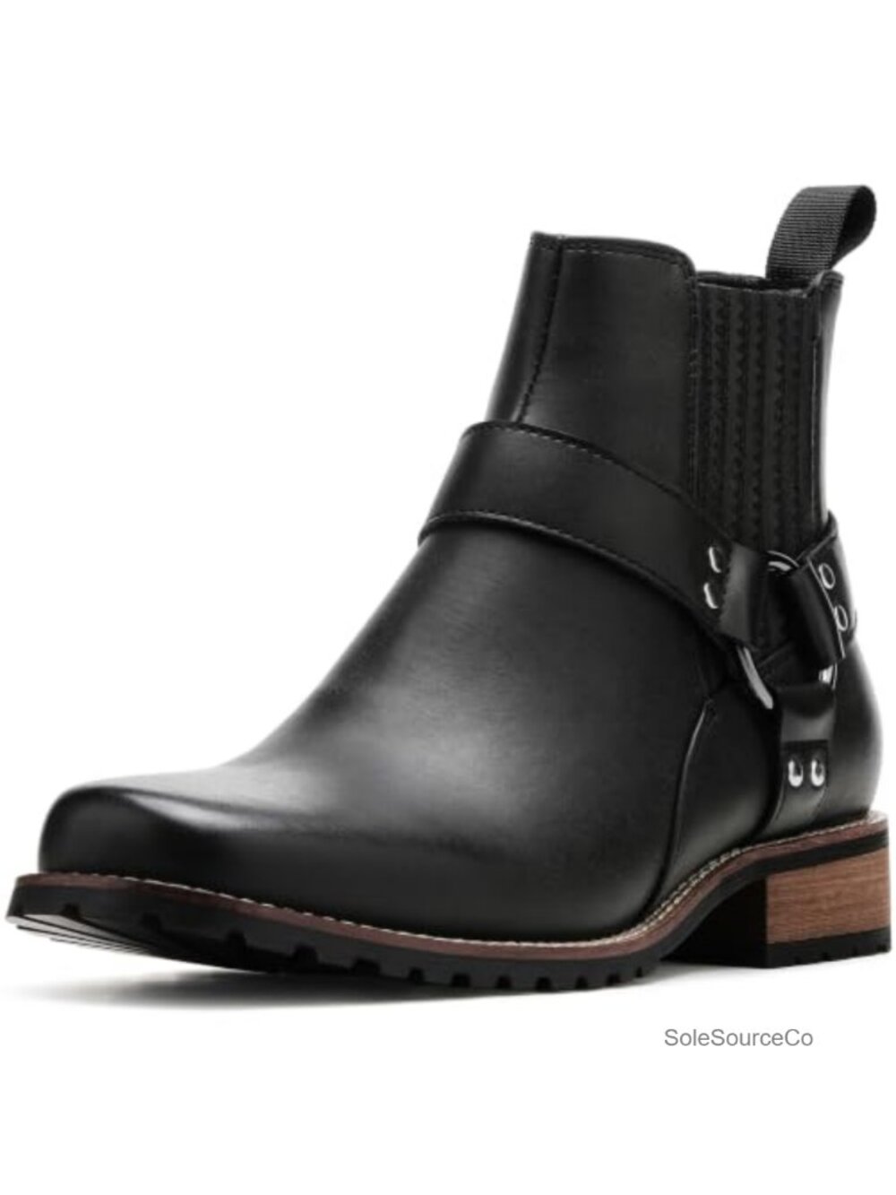 Men's Western Chelsea Boots Square Toe Ankle Pull On Faux Leather